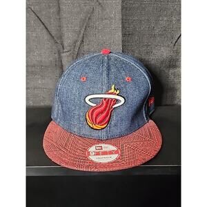 New Era Miami Heat Hardwood Classics Snapback Hat - Denim Aztec Bill Adjustable